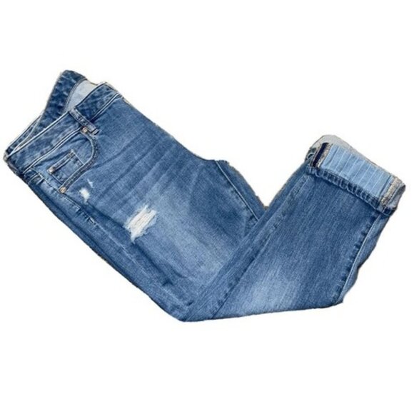 New York & Co Soho Cropped Boyfriend Size 10 Jeans Distressed - Picture 1 of 4
